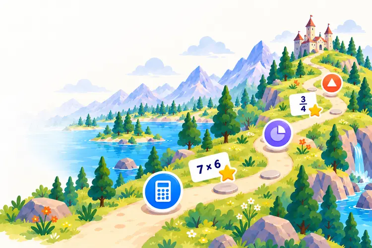 A learning path winds through mountains toward a castle